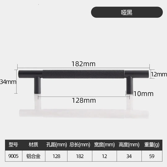 Long Knurled Aluminum Alloy Cabinet Handles – Modern T-Bar Pulls for Furniture