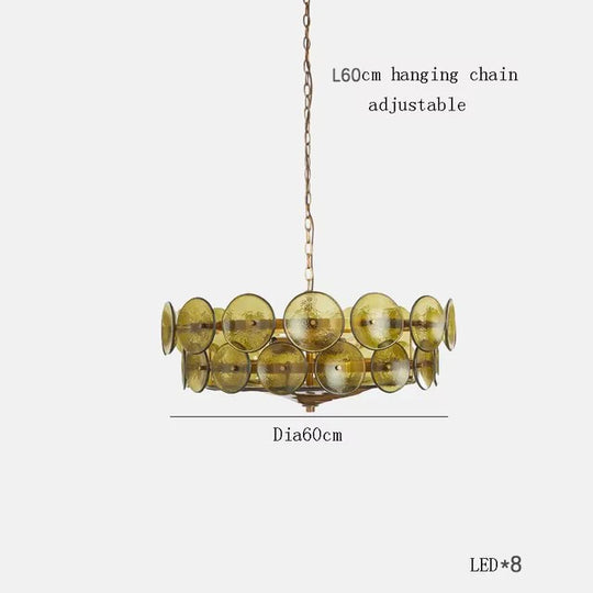 French Retro Colored Glass Pendant Light for Living & Dining Room