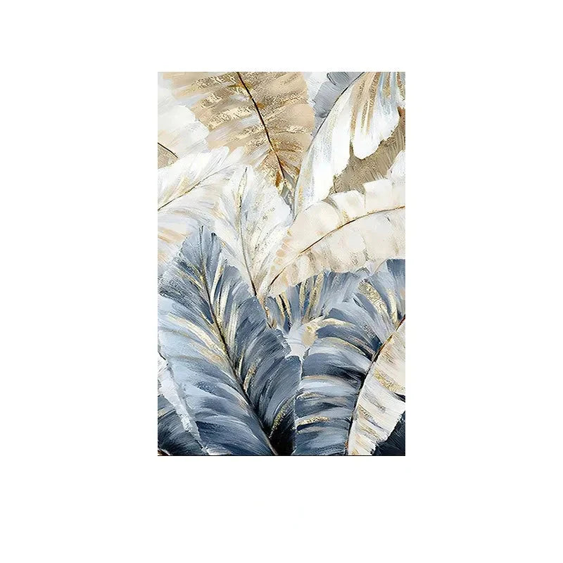 Green Leaves Botanical Abstract Canvas Wall Art