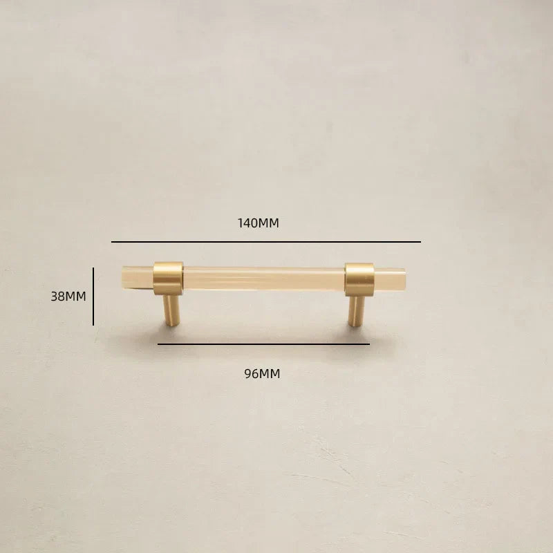 Champagne Acrylic and Brass Cupboard Handles – Modern T-Bar Pulls for Furniture