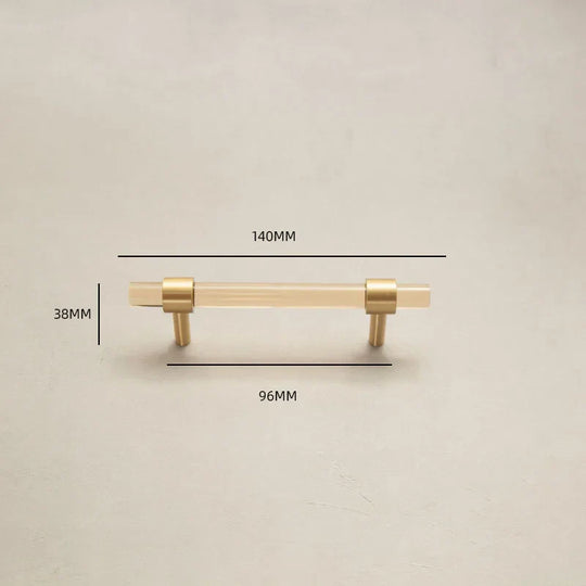 Champagne Acrylic and Brass Cupboard Handles – Modern T-Bar Pulls for Furniture