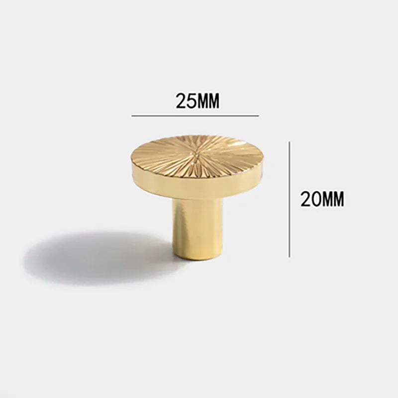 Round Brass Cabinet Knobs – Handmade Knurled Furniture Pulls