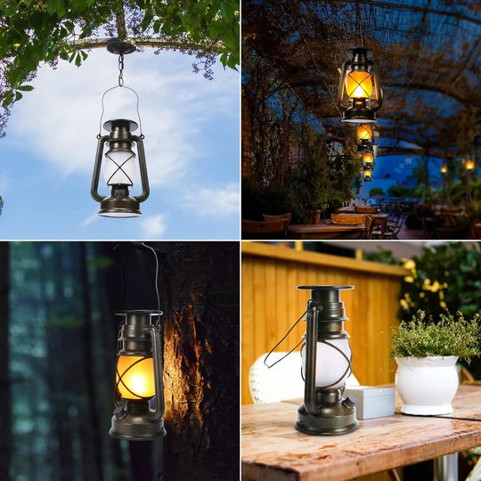 Solar Outdoor Hanging Dancing Flame Lights – Vintage LED (2/4 Pack)