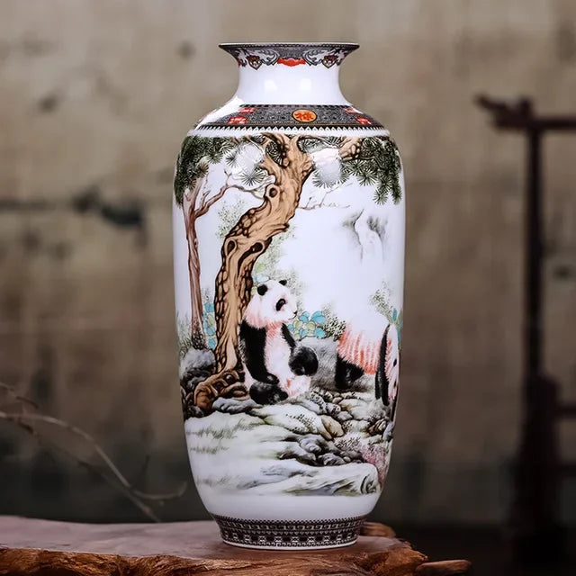 Traditional Ceramic Flower Vase for Living Room Decoration