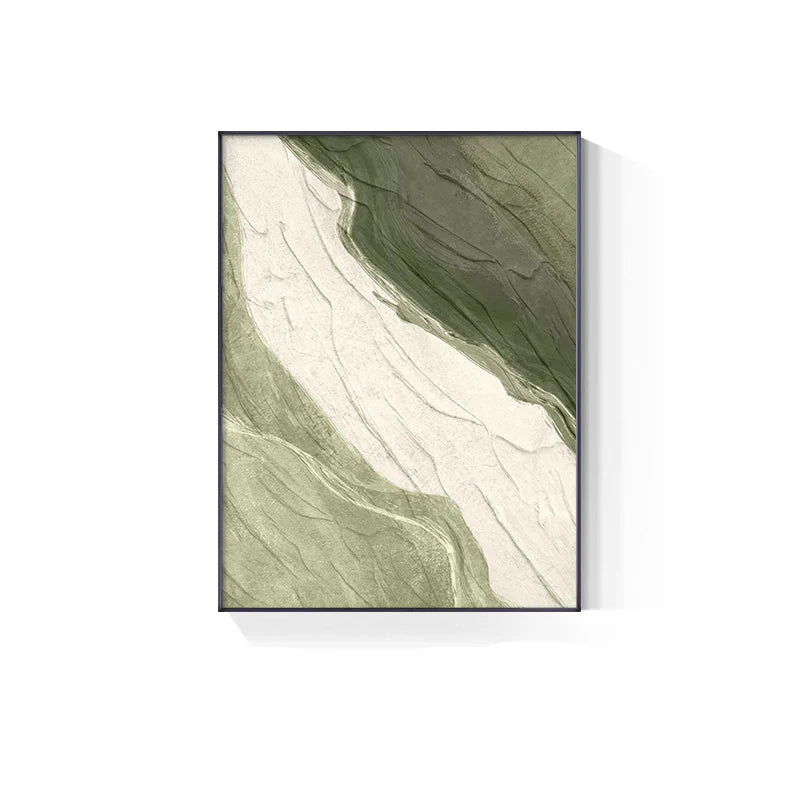 Earthy Green Brown Beige Abstract Minimalist Canvas Wall Art Unframed