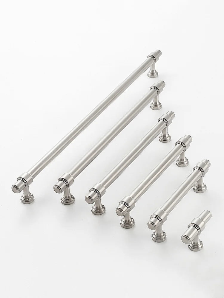 Brushed Nickel Brass Furniture Handles – Matte Silver Pulls and Bars for Cabinets and Drawers