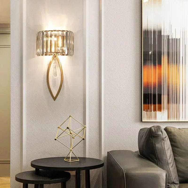 Luxury Crystal Wall Lamp Postmodern LED Sconce for Bedroom Living