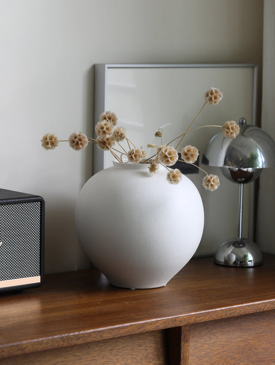 Large Nordic Modern Ceramic Flower Vase Moon Shape Decor