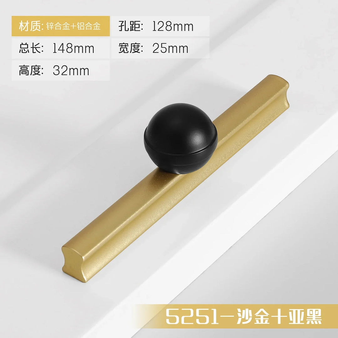 Black and Gold Cabinet Pulls – Double-Color Aluminum Zinc Alloy Handles