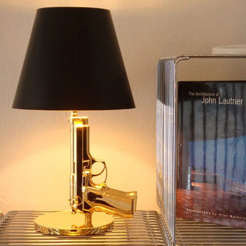 Personality Gold-Plated Gun Table Lamp for Living Room & Exhibition Hall