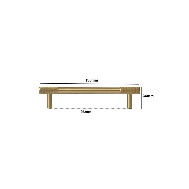 Solid Brass Knurled Cabinet Handles – Satin Gold Wardrobe Pulls and Drawer T-Bars