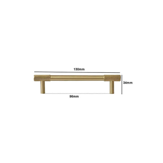 Solid Brass Knurled Cabinet Handles – Satin Gold Wardrobe Pulls and Drawer T-Bars