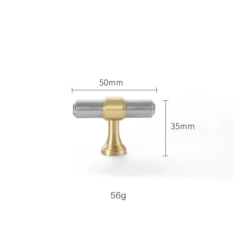 Nickel-Plated Brass Cabinet Handles – Gold and Matte Silver T-Bar Pulls