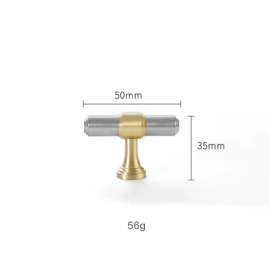 Nickel-Plated Brass Cabinet Handles – Gold and Matte Silver T-Bar Pulls
