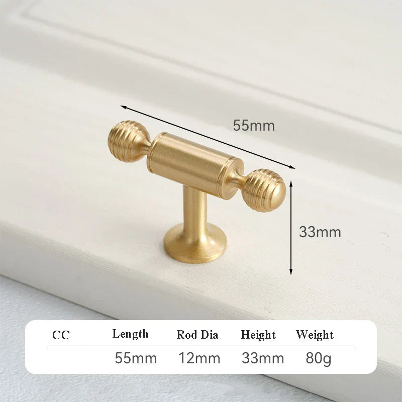 Satin Brushed Gold Brass Cabinet Handles – French-Style Pulls and Knobs for Furniture