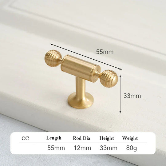 Satin Brushed Gold Brass Cabinet Handles – French-Style Pulls and Knobs for Furniture