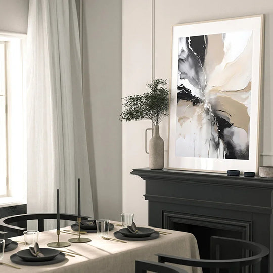 Neutral Palette Grey Black Beige Abstract Canvas Wall Art Set of 3