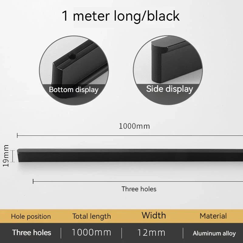 Minimalist Ultra-Long Aluminum Alloy Cabinet Handle – Black and Brushed Gold Pulls (800mm-1200mm)