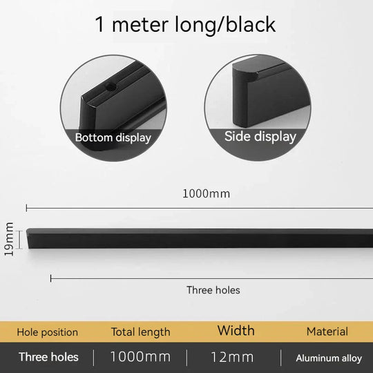 Minimalist Ultra-Long Aluminum Alloy Cabinet Handle – Black and Brushed Gold Pulls (800mm-1200mm)