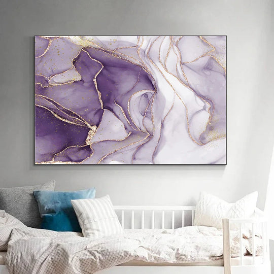 Purple Mauve Liquid Marble Abstract Canvas Wall Art