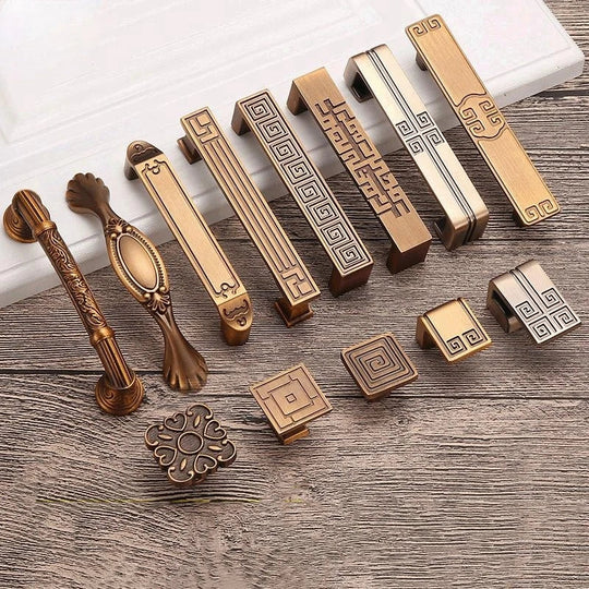Antique Yellow Bronze Wardrobe Handles – Zinc Alloy Drawer Pulls