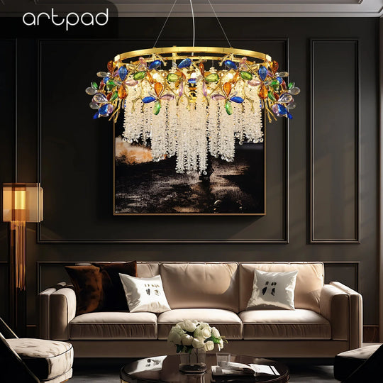 Luxury Crystal Flower Chandelier Modern Branch Pendant Ceiling Light