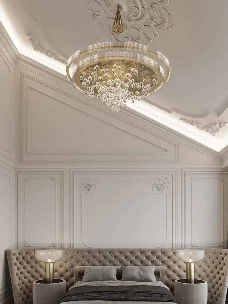 Designer Bubble Glass Chandelier with Wind-Chime Cluster Lighting