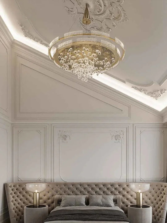 Designer Bubble Glass Chandelier with Wind-Chime Cluster Lighting