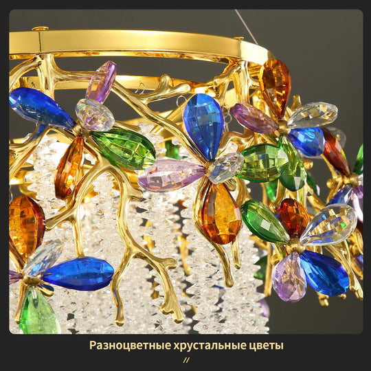 Luxury Crystal Flower Chandelier Modern Branch Pendant Ceiling Light