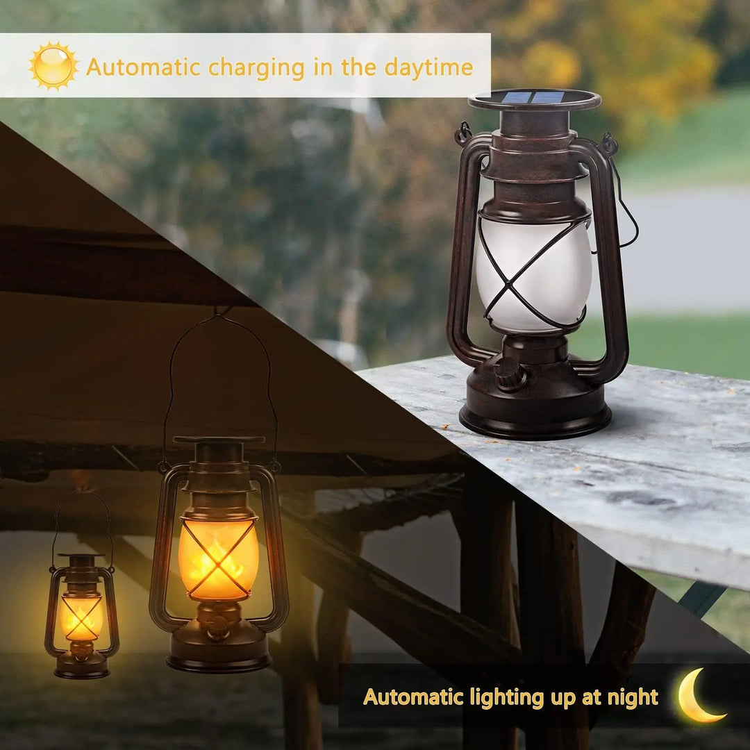 Solar Outdoor Hanging Dancing Flame Lights – Vintage LED (2/4 Pack)