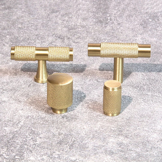 Knurled Brass T-Bar Handles – Modern Cabinet & Cupboard Pulls