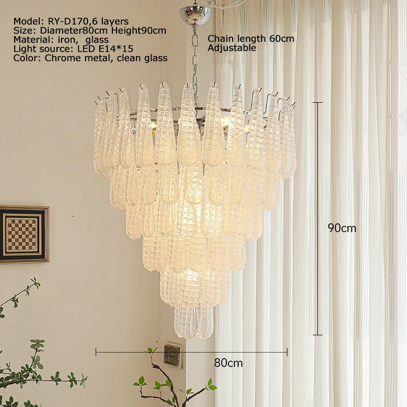 Villa Duplex Handmade Glass Pendant Light – Luxury High-Ceiling Chandelier