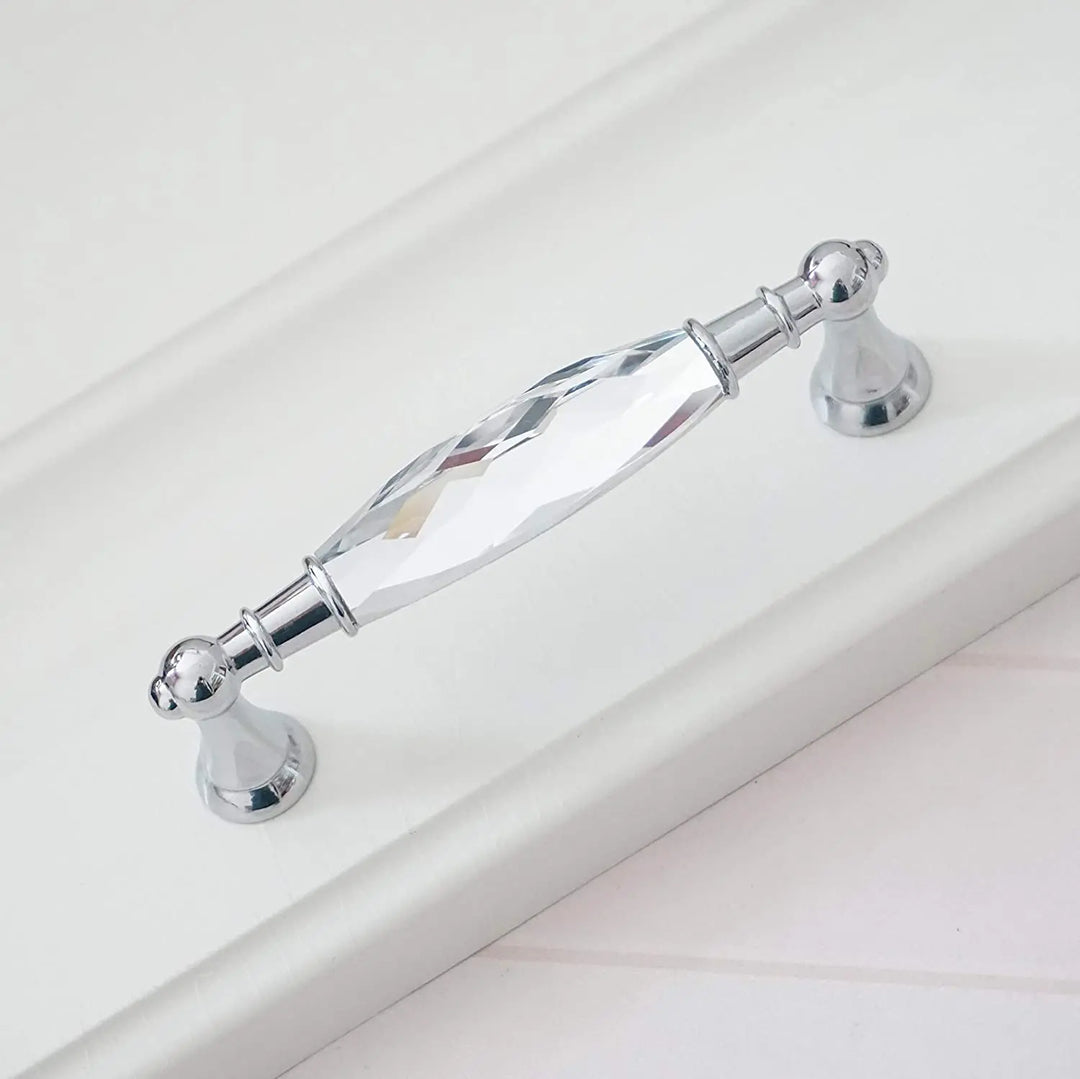 Modern Crystal Glass Drawer Handles – Gold and Black Pulls for Dressers and Cabinets (96mm/128mm)