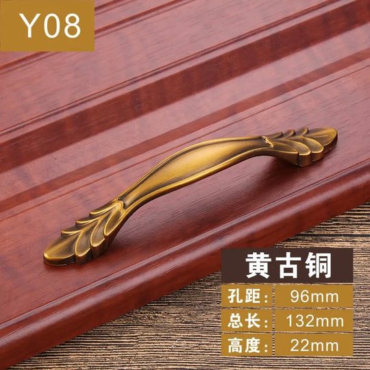 Antique Yellow Bronze Cabinet Handles – Brushed Vintage Drawer Pulls