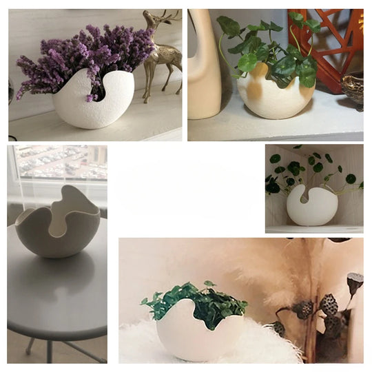 White Ceramic Decorative Vase for Modern Living Room Decor