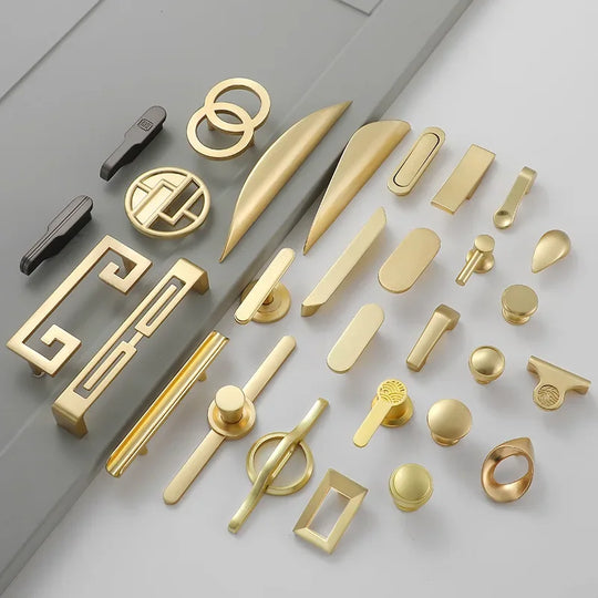 Modern Gold Kitchen Cupboard Handles – Decorative Chinese-Style Knobs