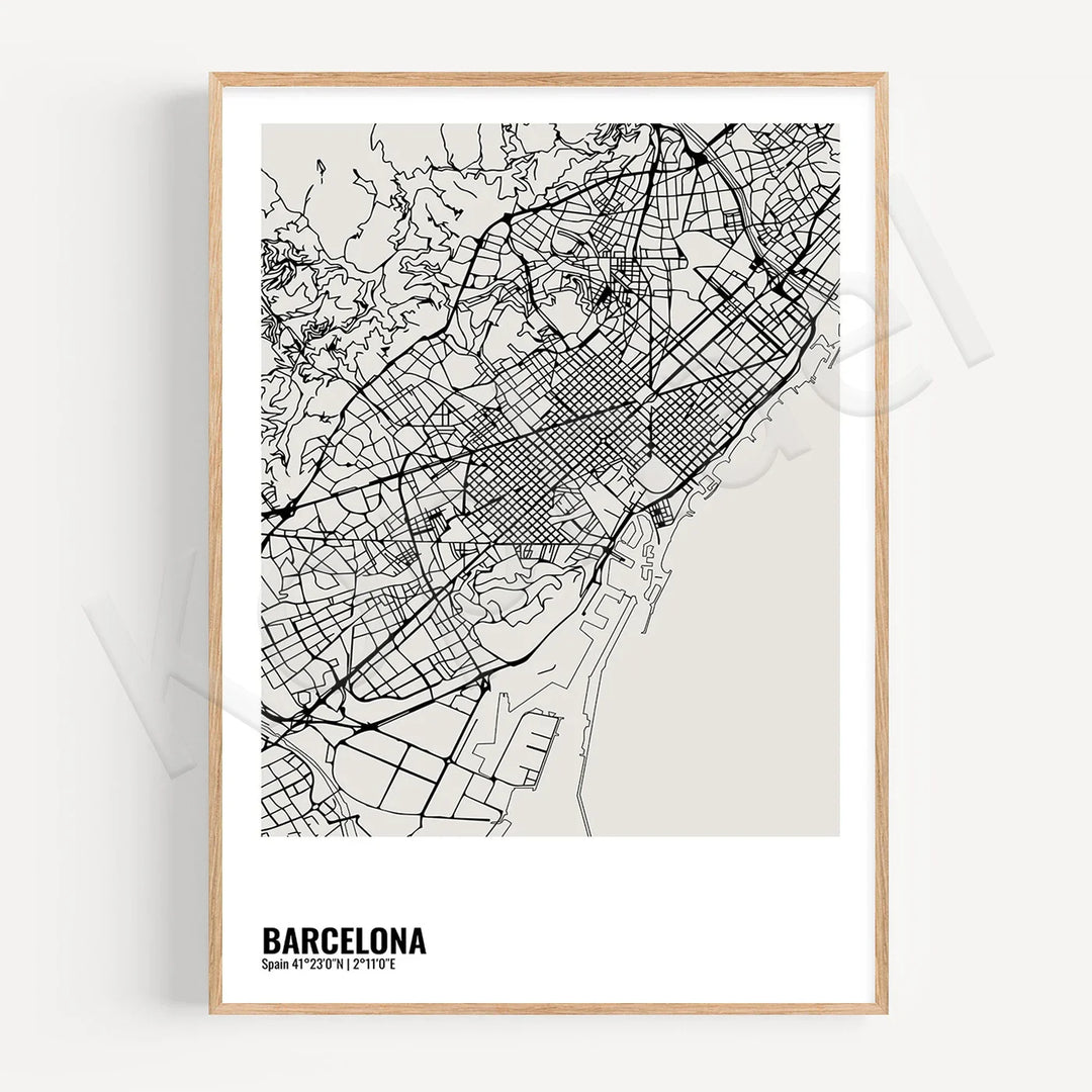 Minimalist Black White City Map Wall Art Canvas Print