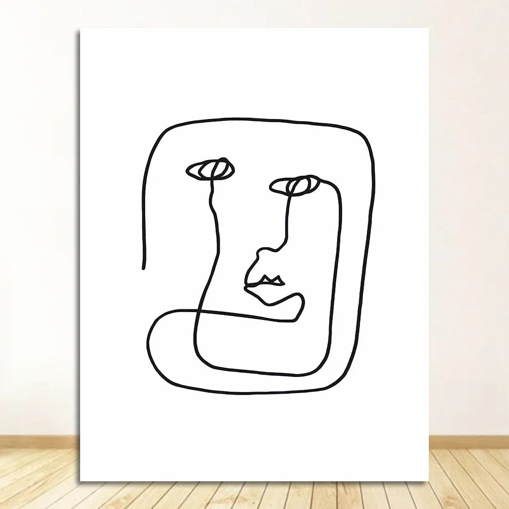 Minimalist Abstract Line Art Figure Canvas Wall Art