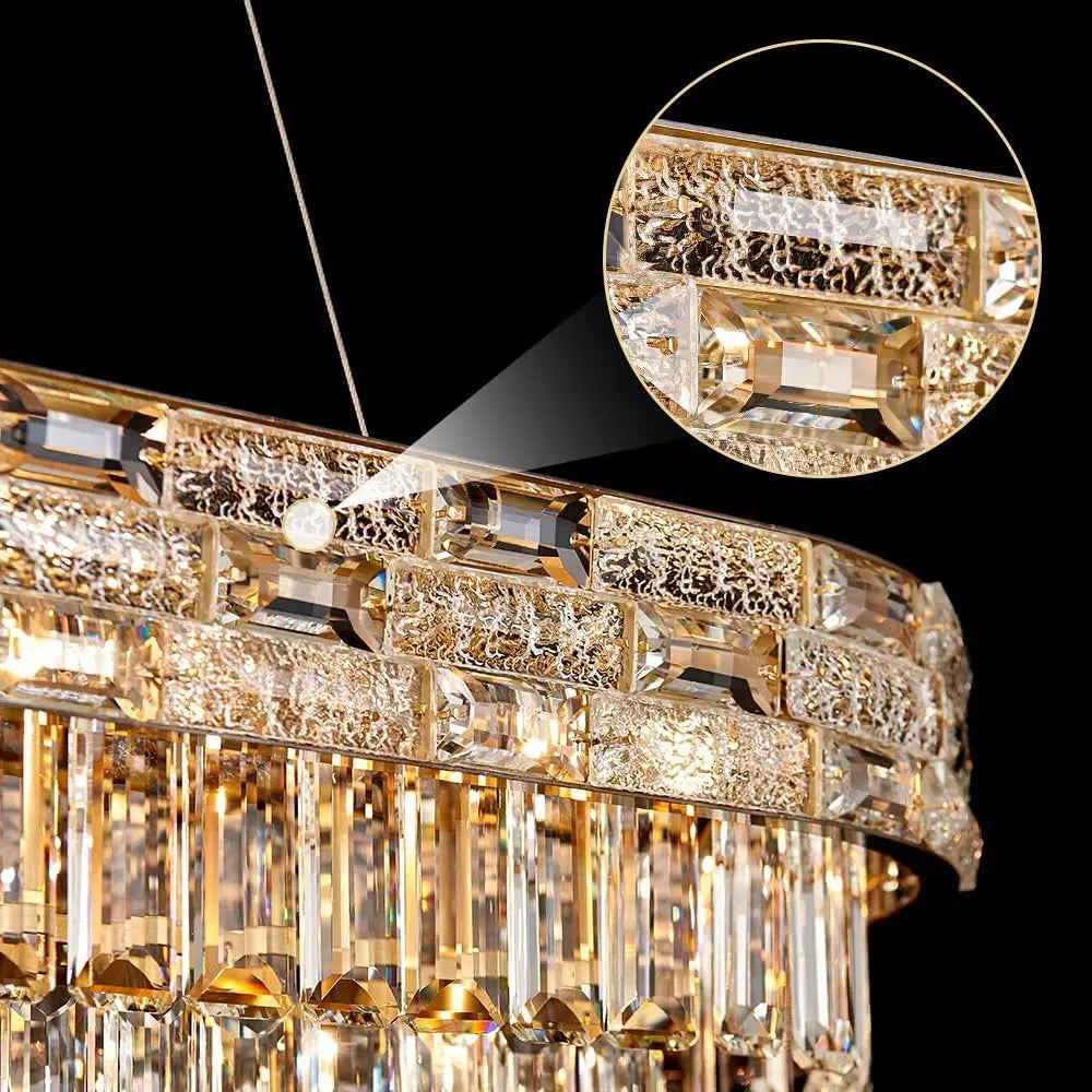Modern Gold Crystal Chandelier for Dining & Living Spaces
