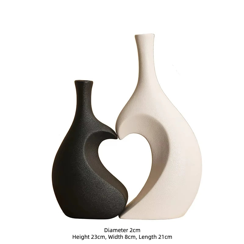 Heart Shaped Hollow Decorative Vase for Modern Tabletop Decor