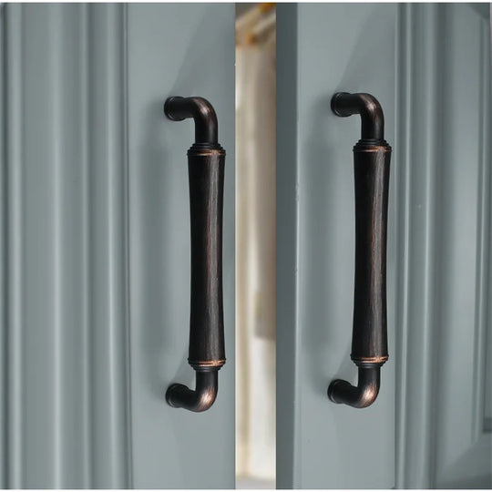 Retro Bronze and Black-Red Cabinet Handles – Nordic Square Zinc Alloy Pulls