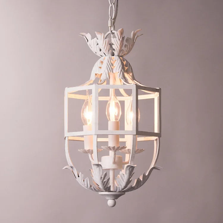 Serena Retro Metal Cage Chandelier 3-Light Pendant Dining Lamp