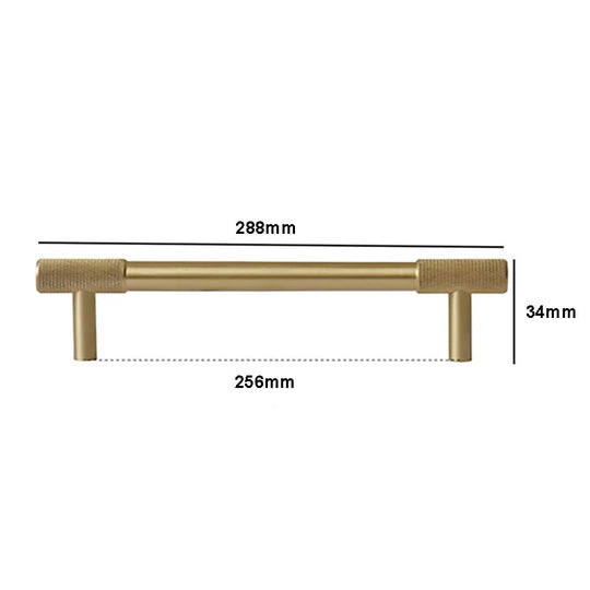 Solid Brass Knurled Cabinet Handles – Satin Gold Wardrobe Pulls and Drawer T-Bars