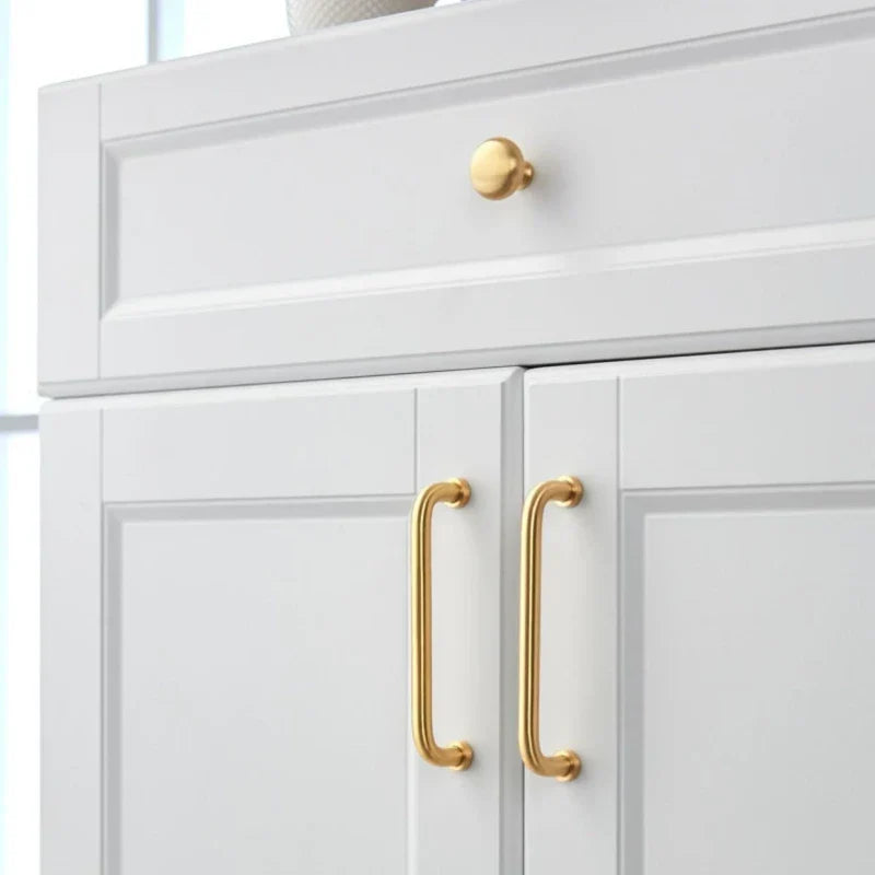 Solid Brass Cabinet Handles – Modern Golden Drawer Pulls