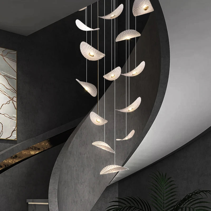 Modern Crystal Glass Stair Chandelier – High Ceiling Pendant Light