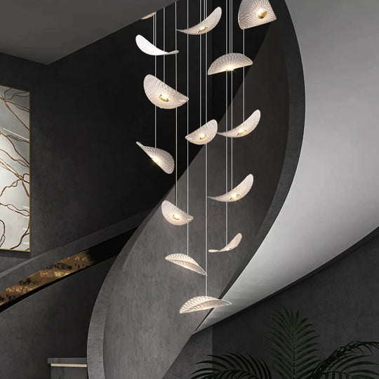 Modern Crystal Glass Stair Chandelier – High Ceiling Pendant Light