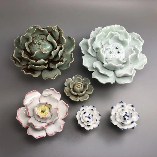 Handmade Ceramic Flower Knobs – Artistic Cabinet & Drawer Handles