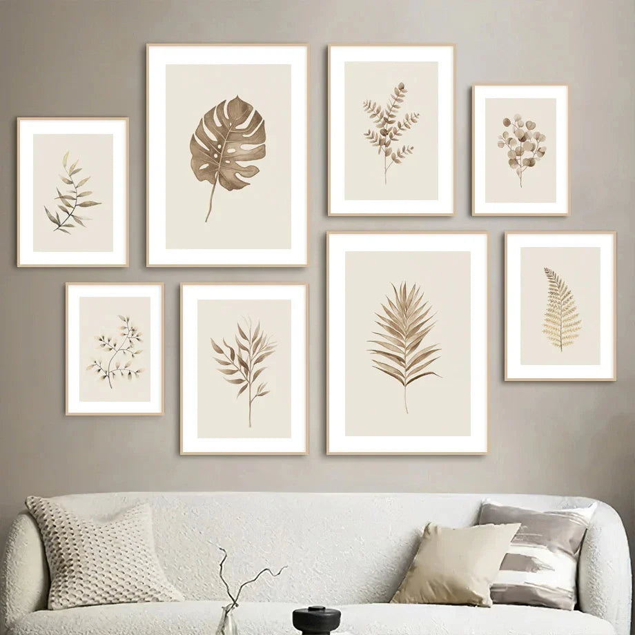 Monstera Fern Leaf Botanical Specimen Canvas Wall Art