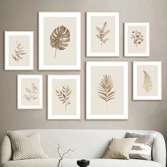 Monstera Fern Leaf Botanical Specimen Canvas Wall Art