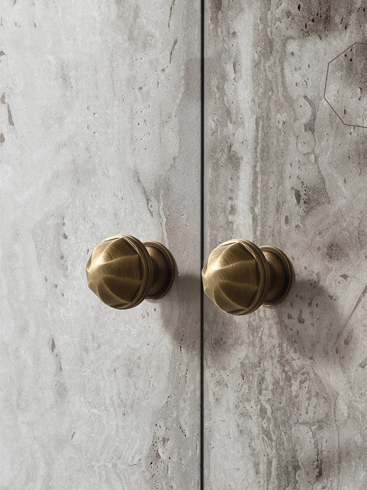Solid Brass Octagonal Cabinet Knobs – Antique Gold Drawer & Wardrobe Pulls